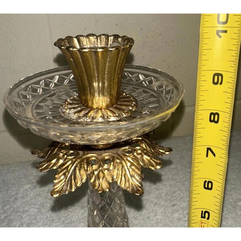 Vintage Hollywood Regency Marble Base, Gold Tones Very ornate, Candle Holder - Picture 7 of 8
